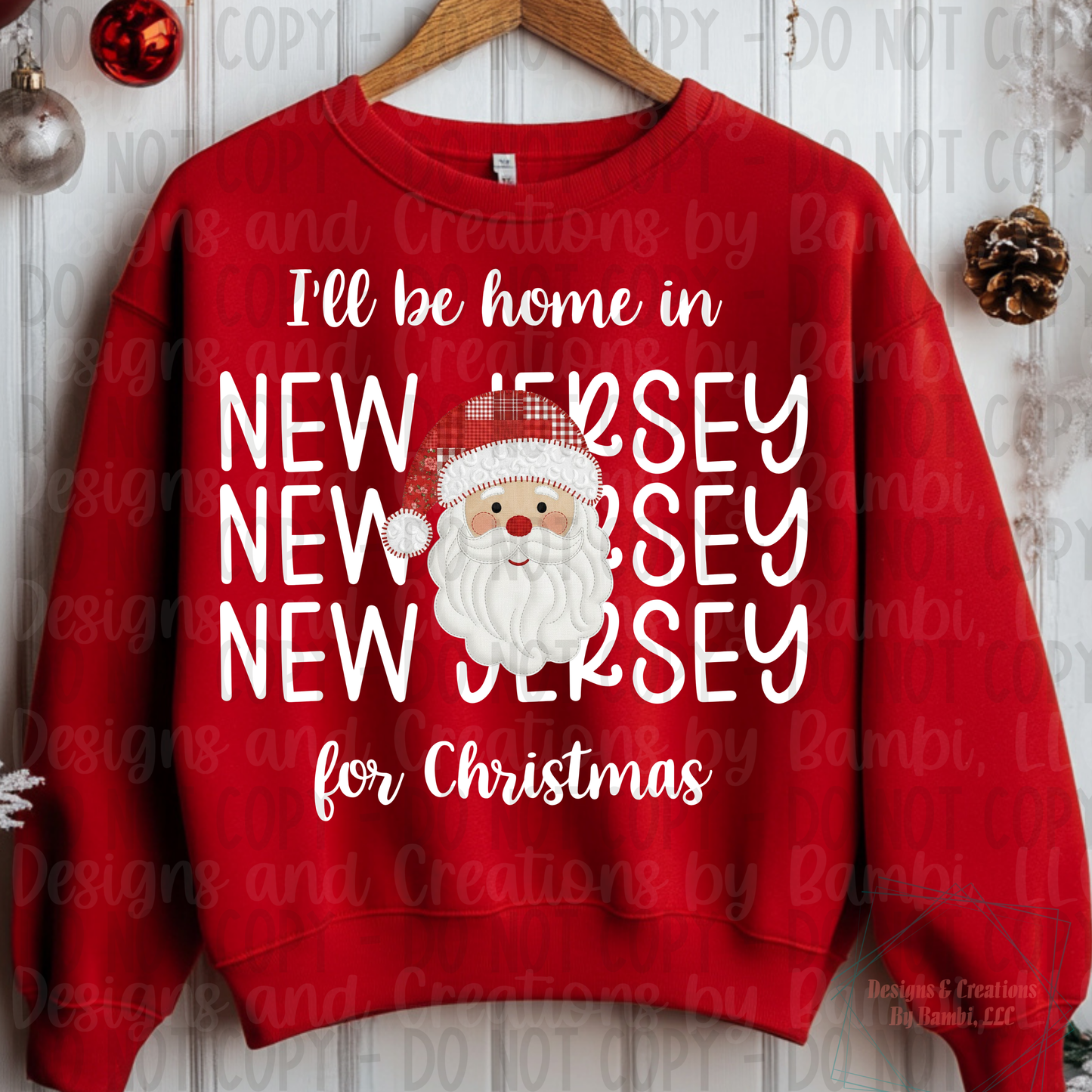 I'll Be Home in States Santa Face with White Font Collection