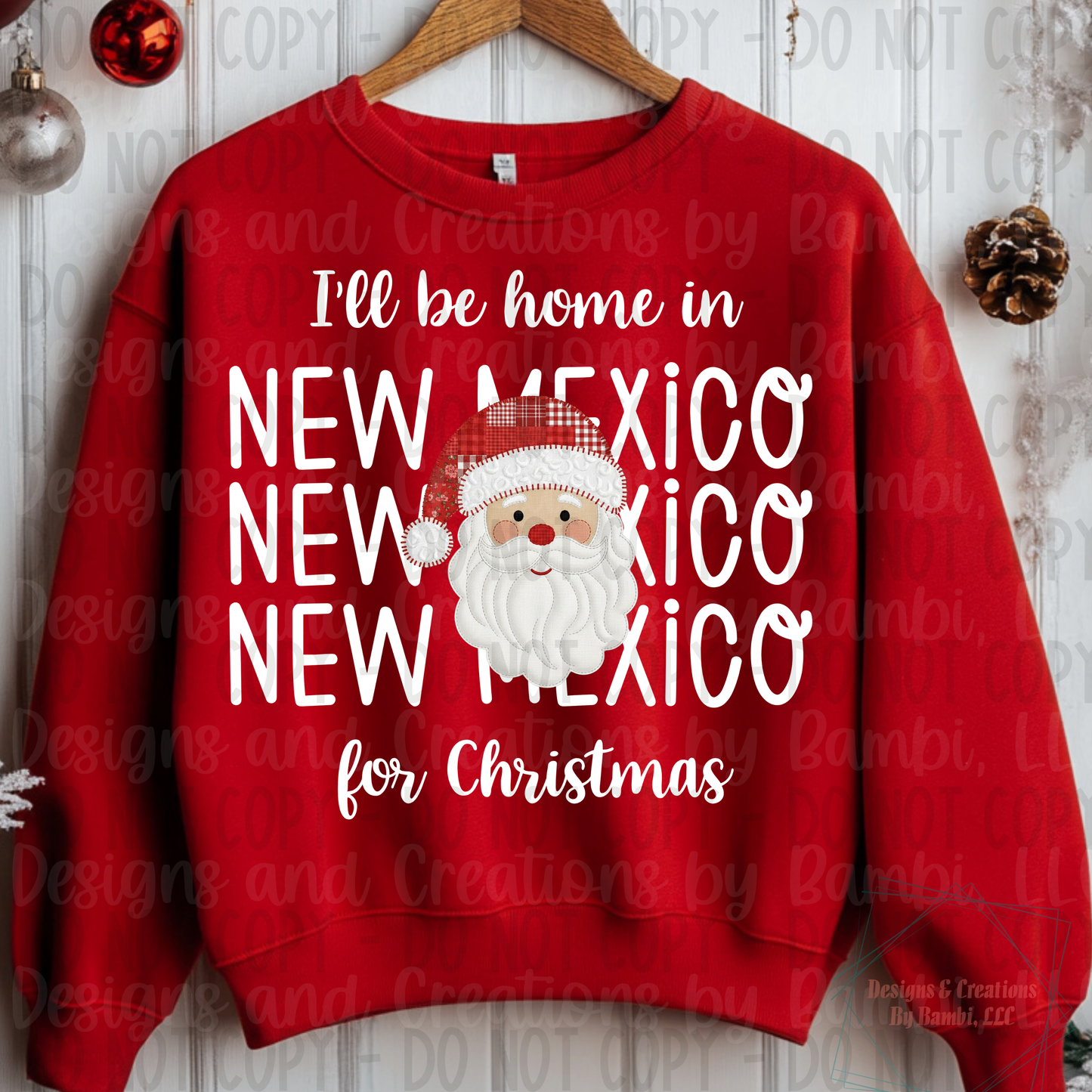 I'll Be Home in States Santa Face with White Font Collection
