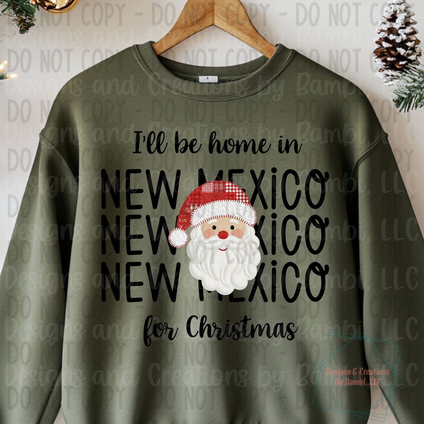 I'll Be Home in States Santa Face with Black Font Digital Bundle