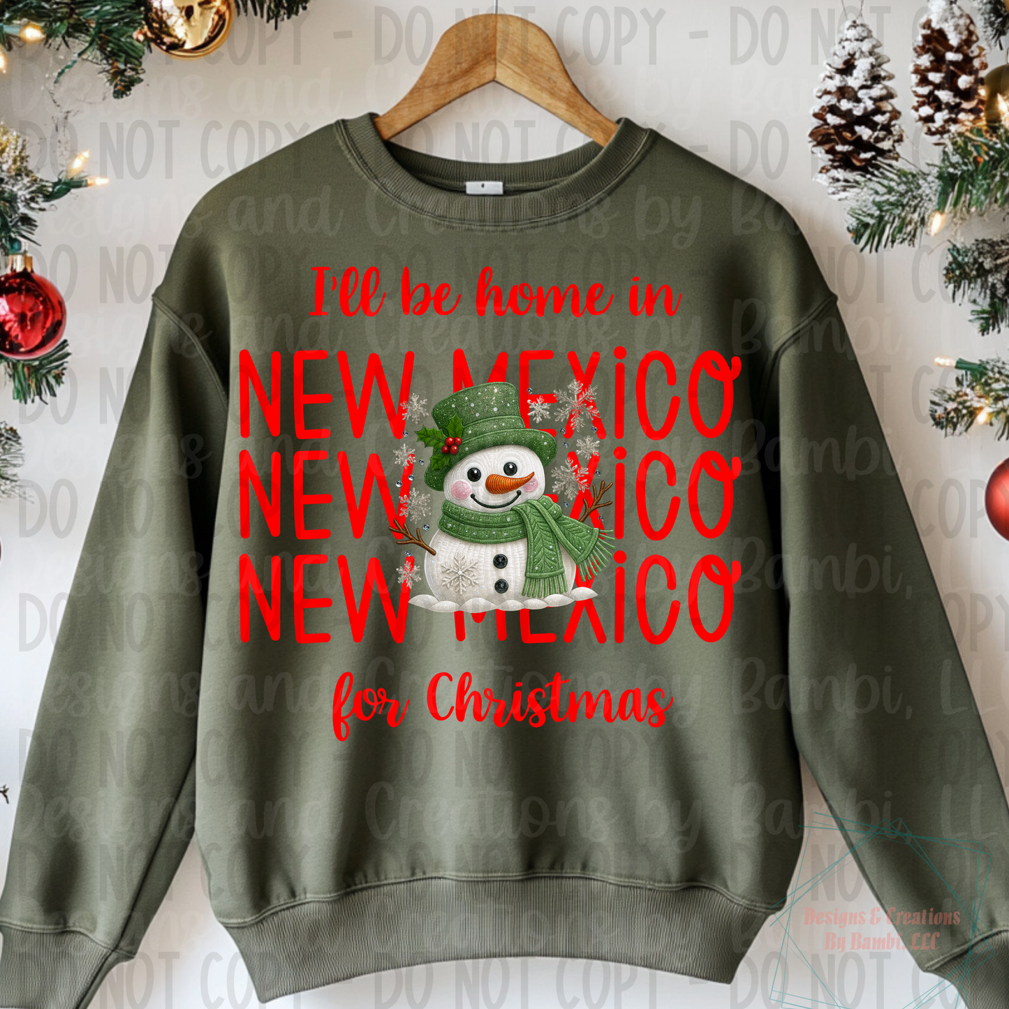 I'll Be Home In States Sage Snowman with Red Font Digital Bundle