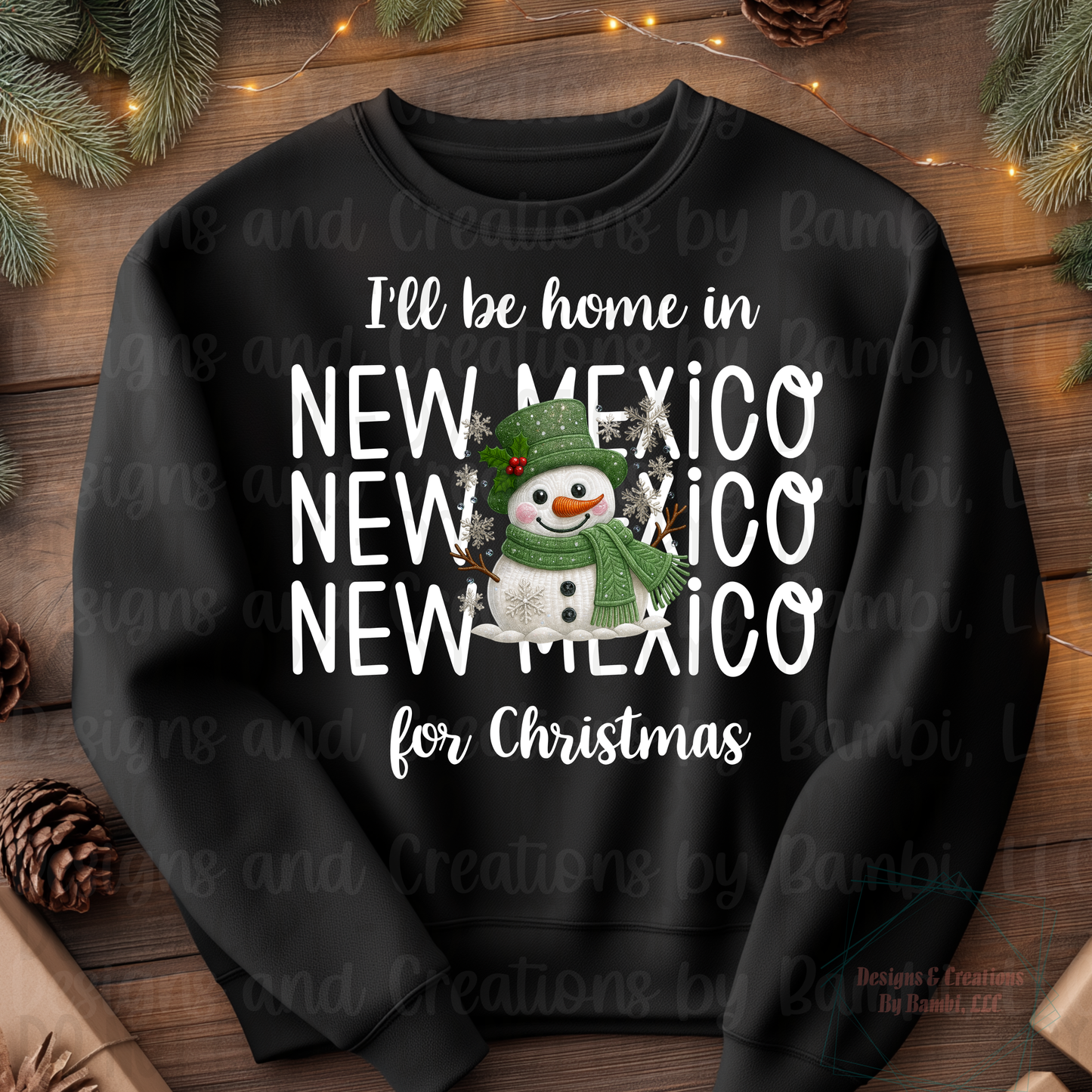 I'll Be Home in States Sage Snowman with White Font Collection