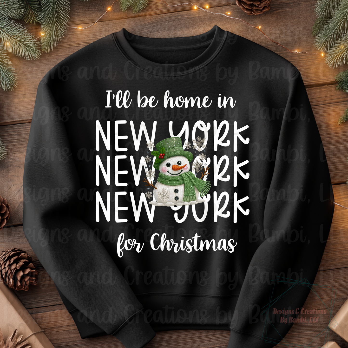 I'll Be Home in States Sage Snowman with White Font Collection