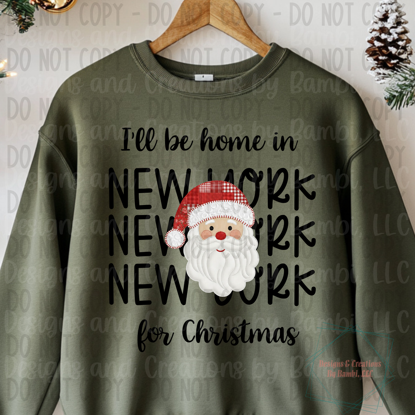 I'll Be Home in States Santa Face with Black Font Digital Bundle