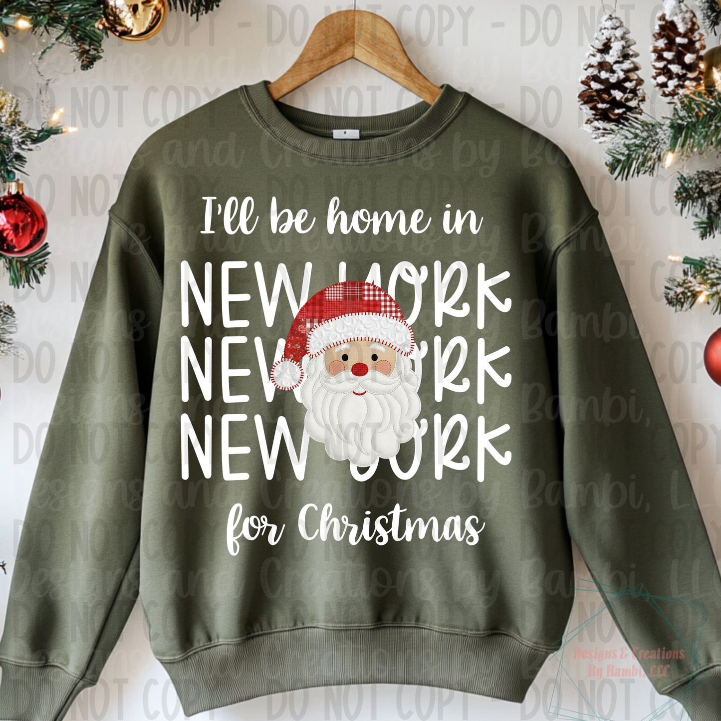 I'll Be Home in States Santa Face with White Font Collection