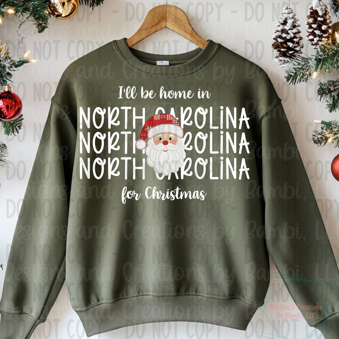 I'll Be Home in States Santa Face with White Font Collection