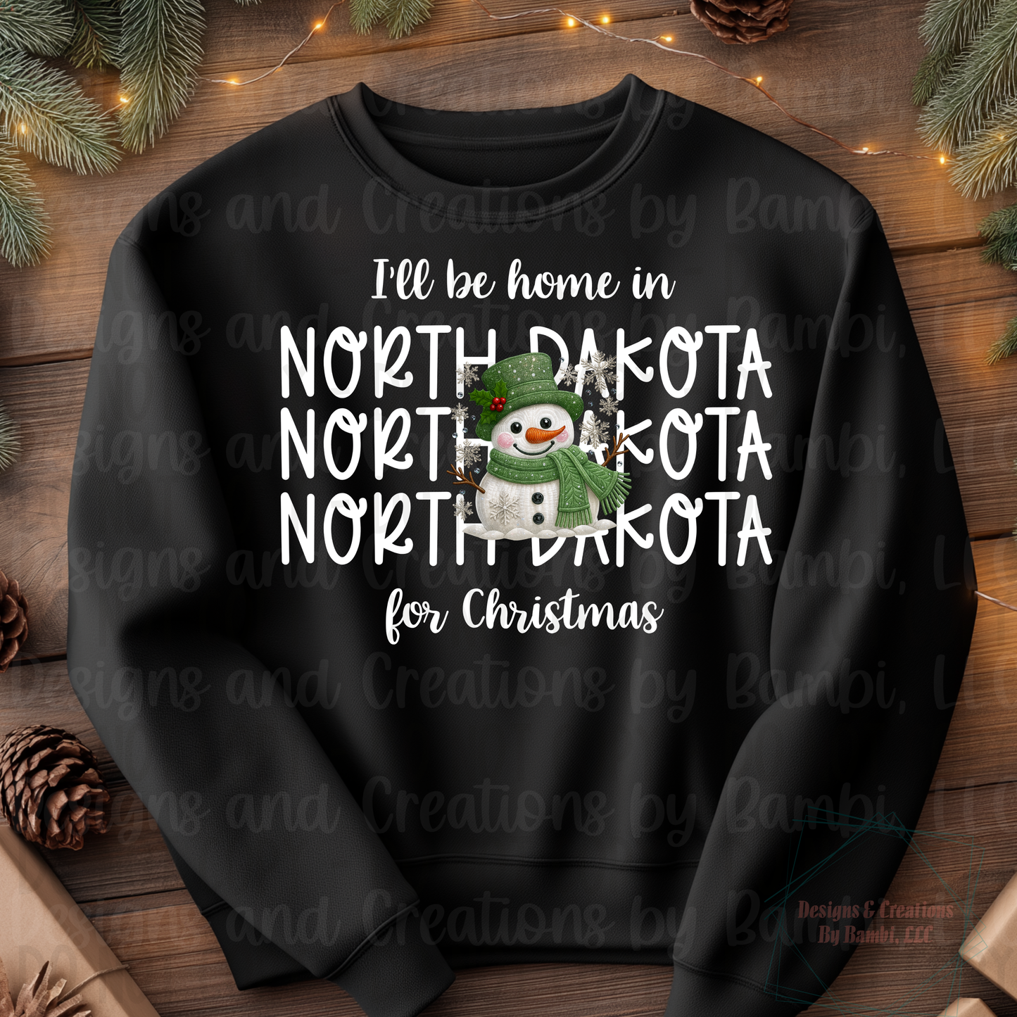 I'll Be Home In States Sage Snowman with White Font Digital Bundle