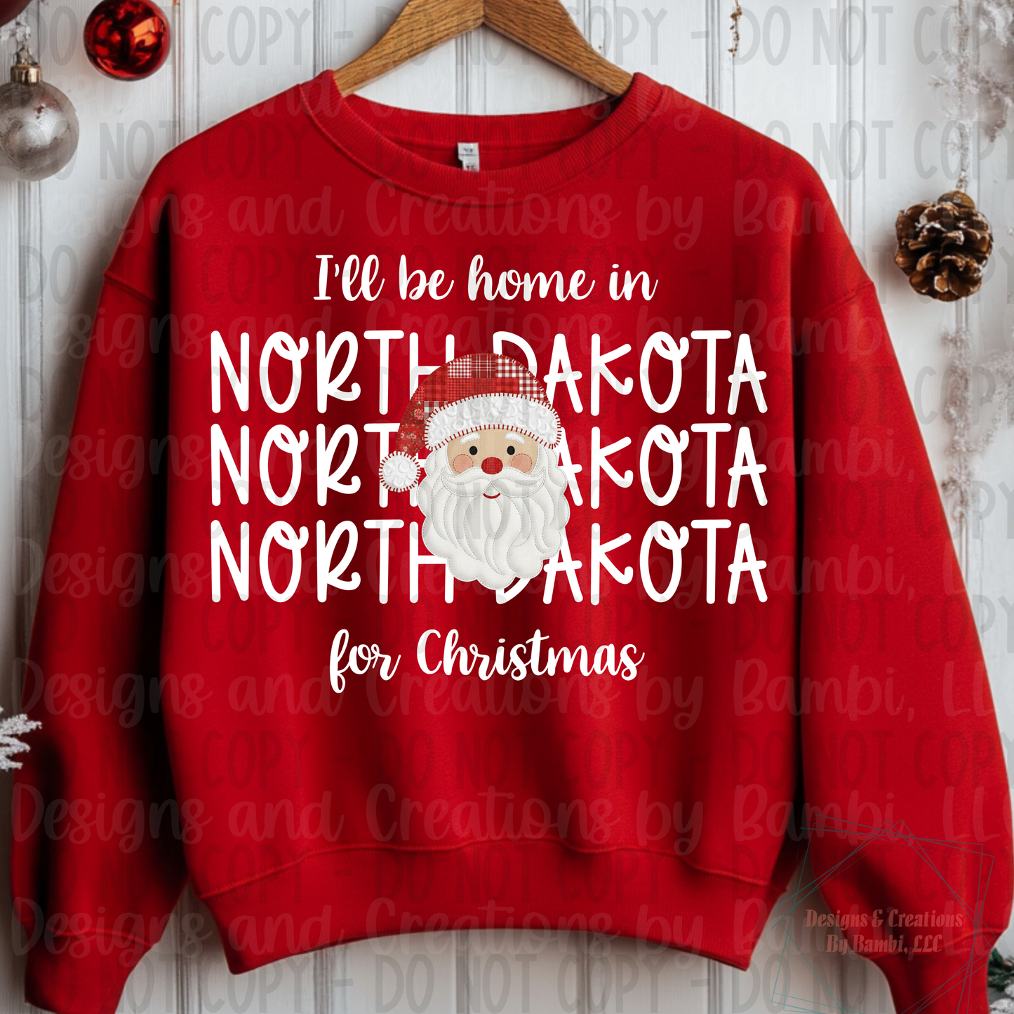 I'll Be Home in States Santa Face with White Font Collection