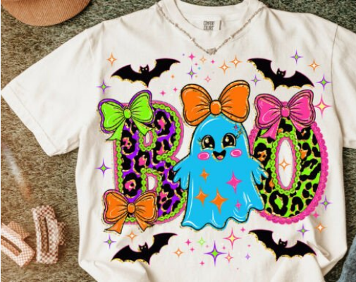Neon Boo Ghost and Leopard Print