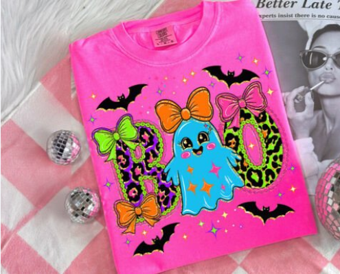 Neon Boo Ghost and Leopard Print
