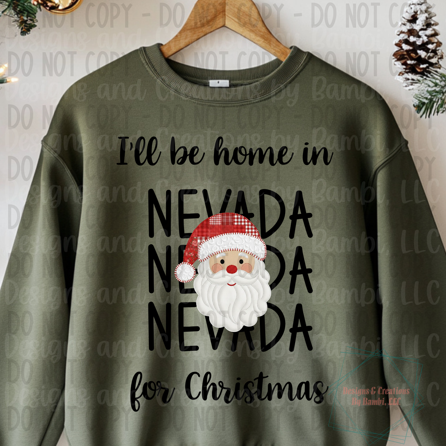 I'll Be Home in States Santa Face with Black Font Collection