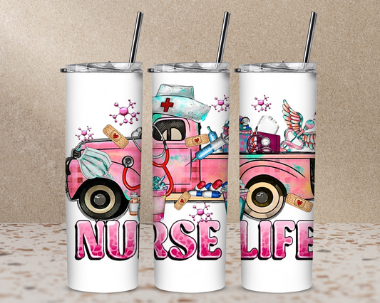 Pink Truck Nurse Life Tumbler