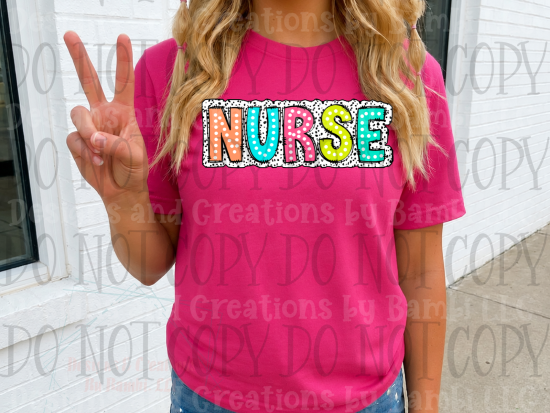 Nurse in Bright Colors with Dalmatian Dots