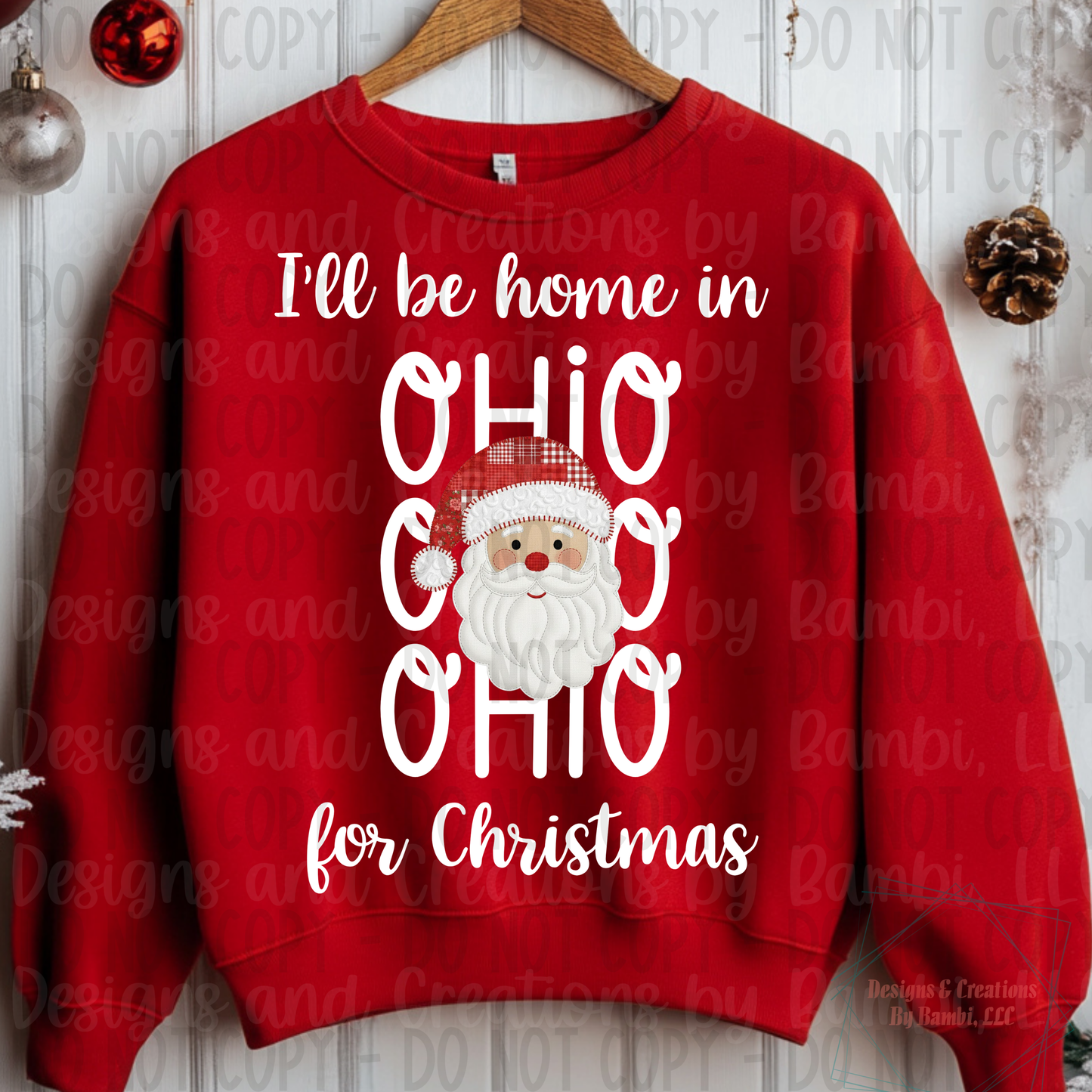 I'll Be Home in States Santa Face with White Font Collection