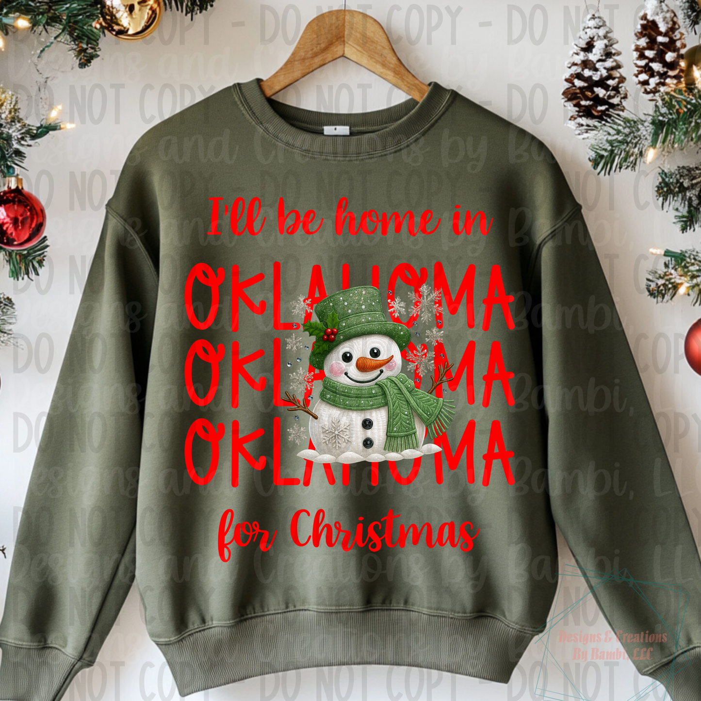 I'll Be Home In States Sage Snowman with Red Font Digital Bundle