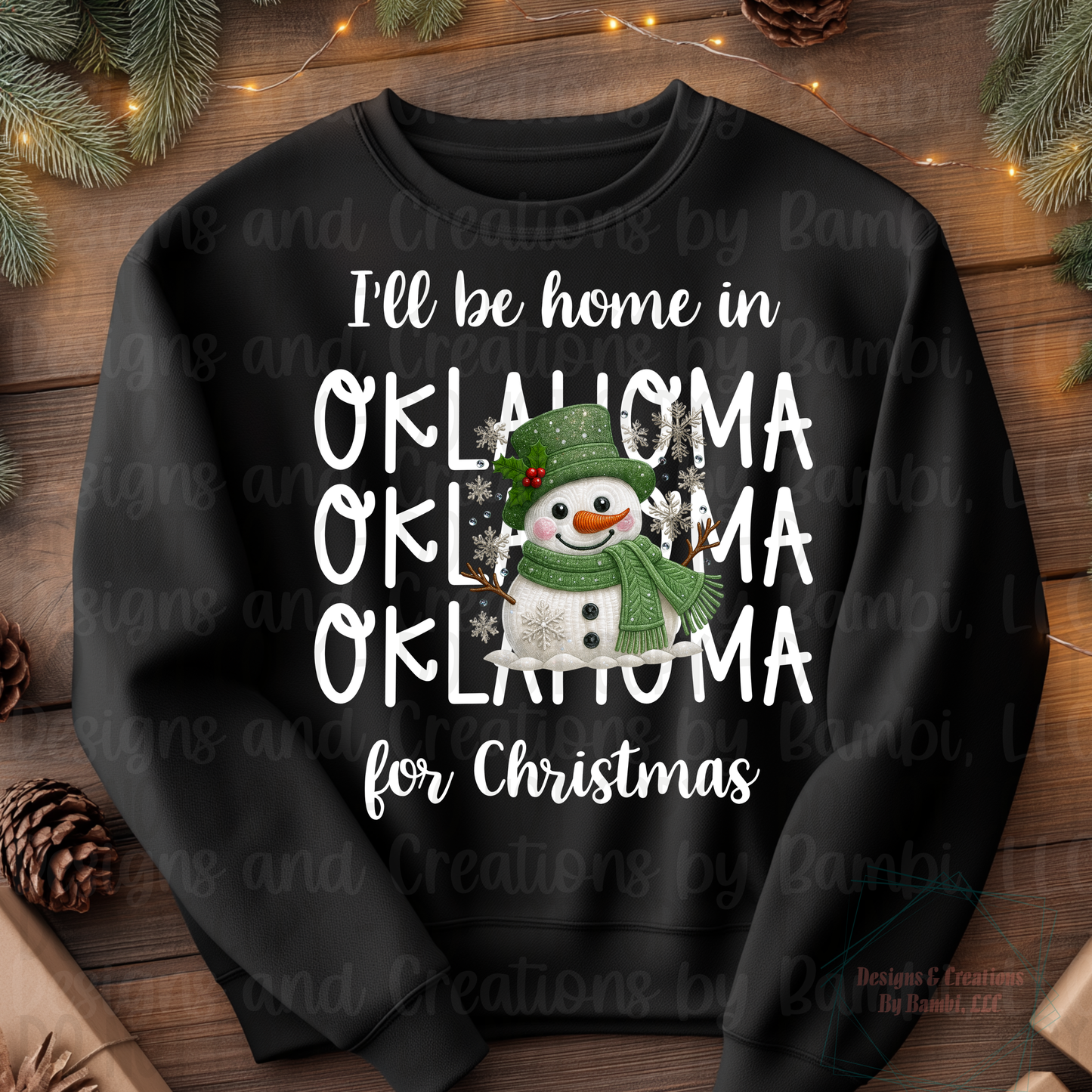 I'll Be Home In States Sage Snowman with White Font Digital Bundle