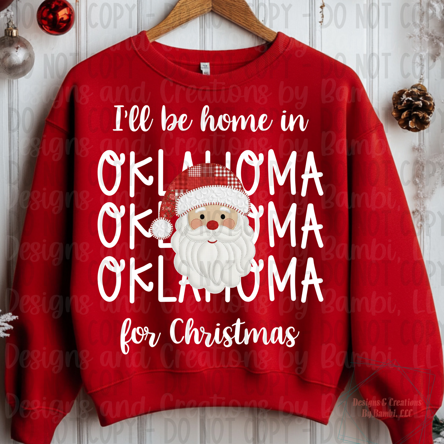 I'll Be Home in States Santa Face with White Font Collection