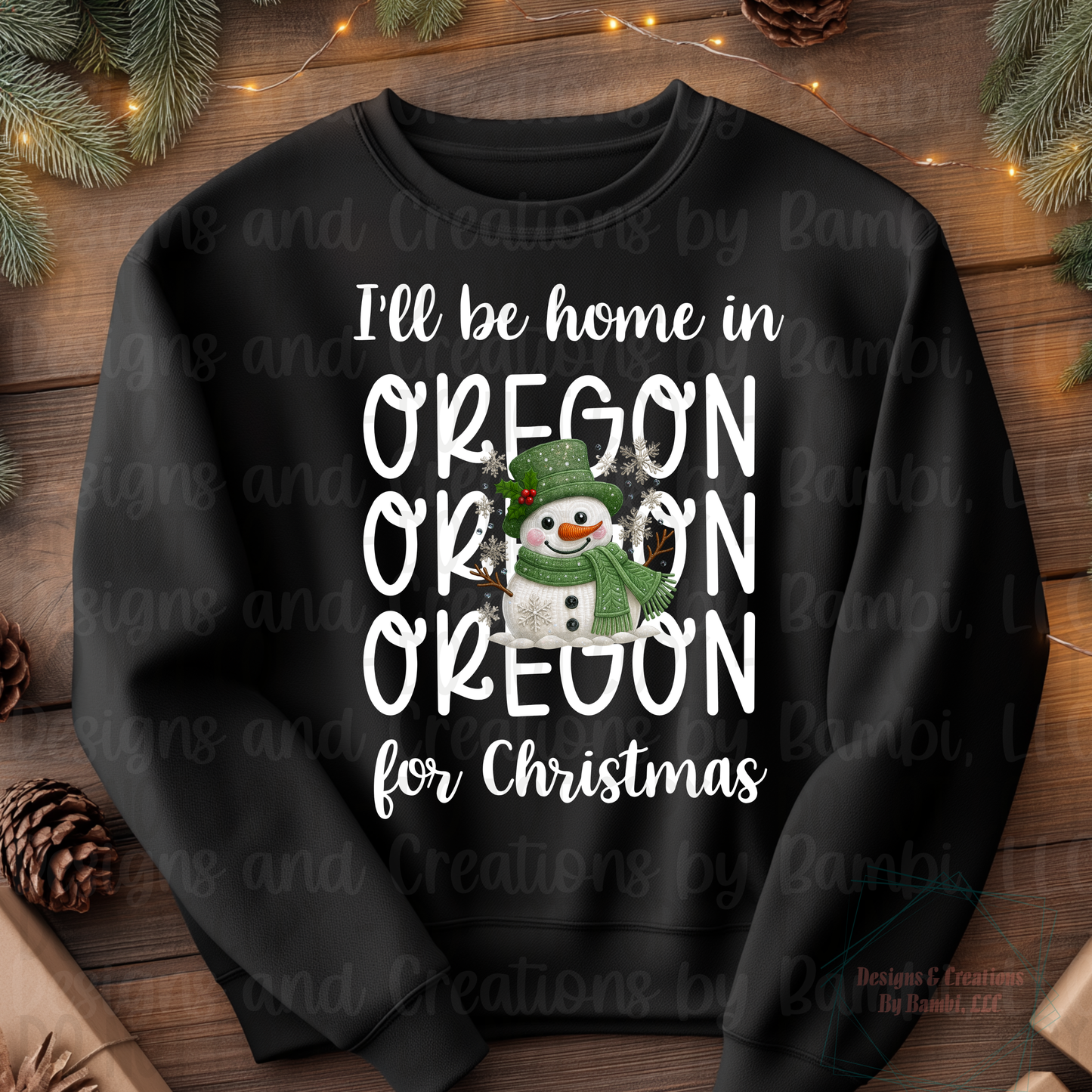 I'll Be Home in States Sage Snowman with White Font Collection