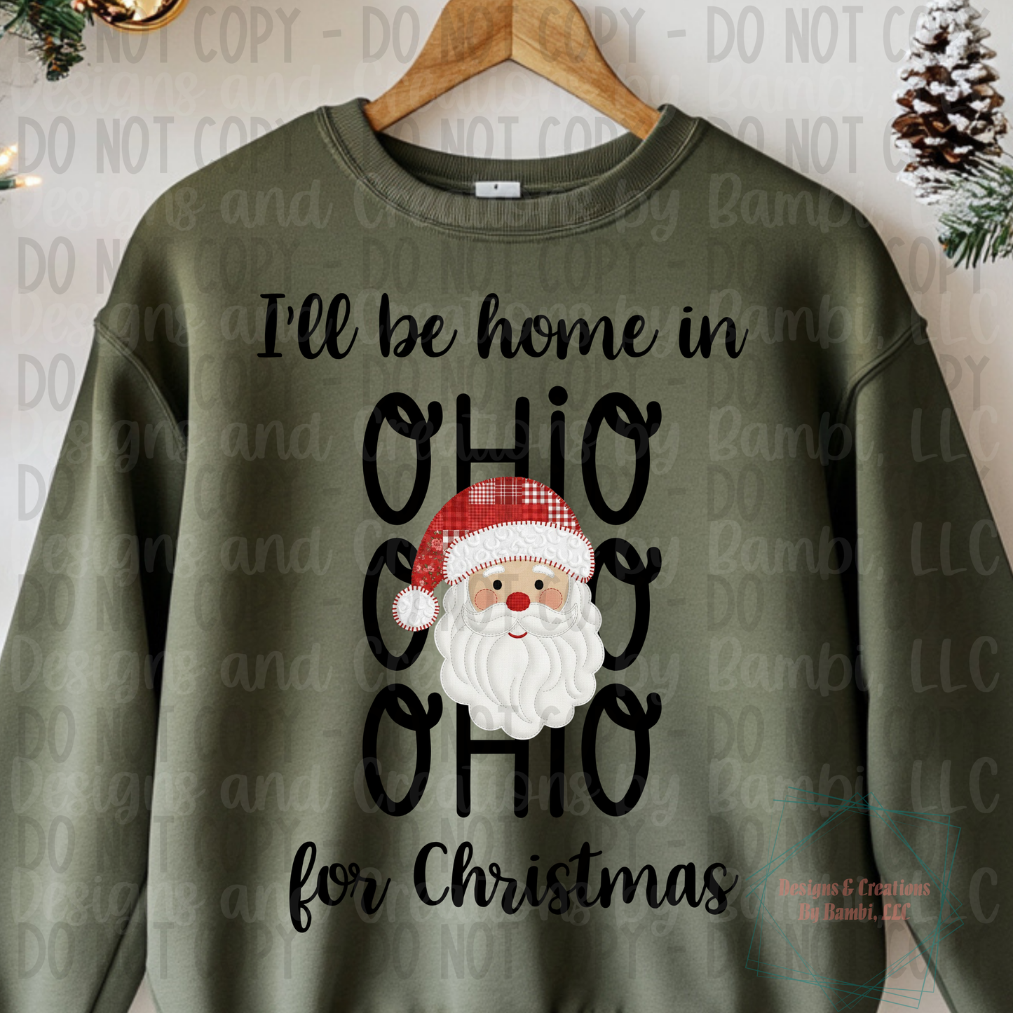 I'll Be Home in States Santa Face with Black Font Digital Bundle
