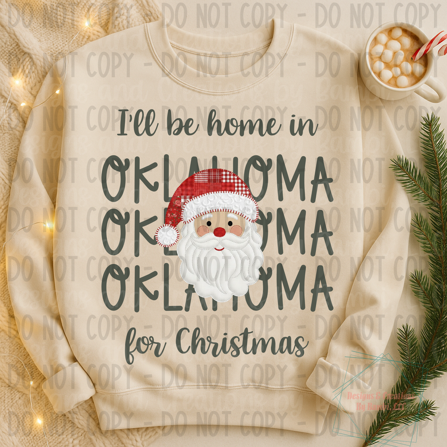 I'll Be Home in States Santa Face with Sage Green Font Collection