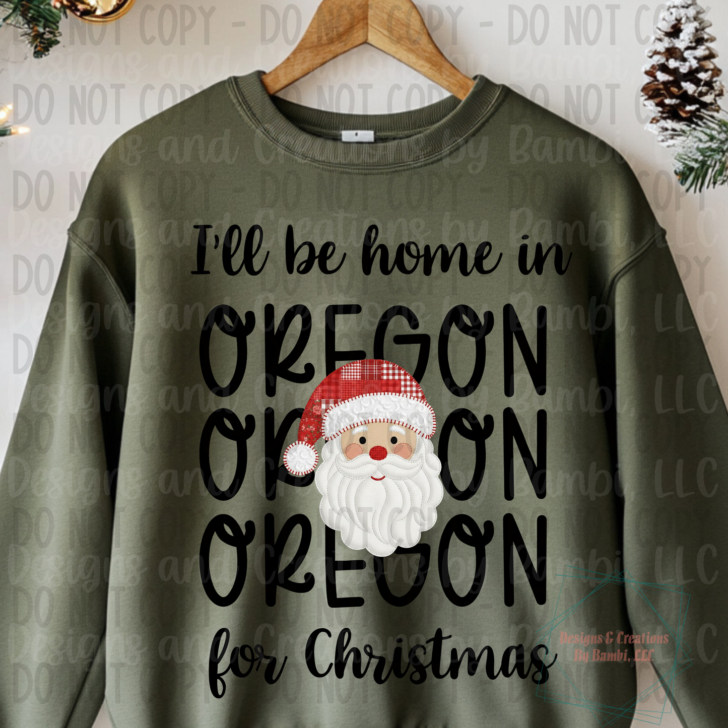 I'll Be Home in States Santa Face with Black Font Digital Bundle