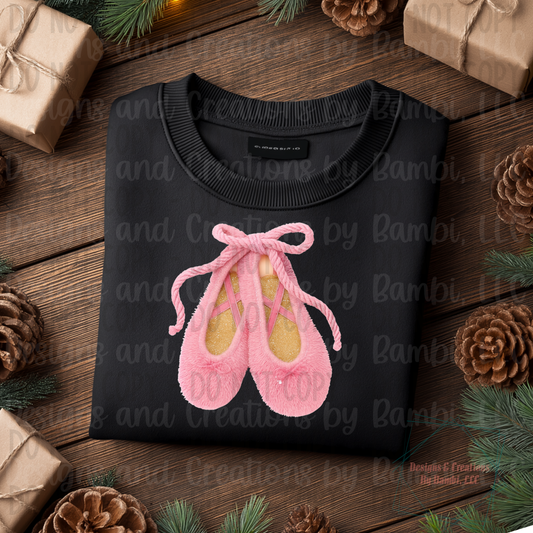 Faux Knit Pair of Pink Ballet Shoes