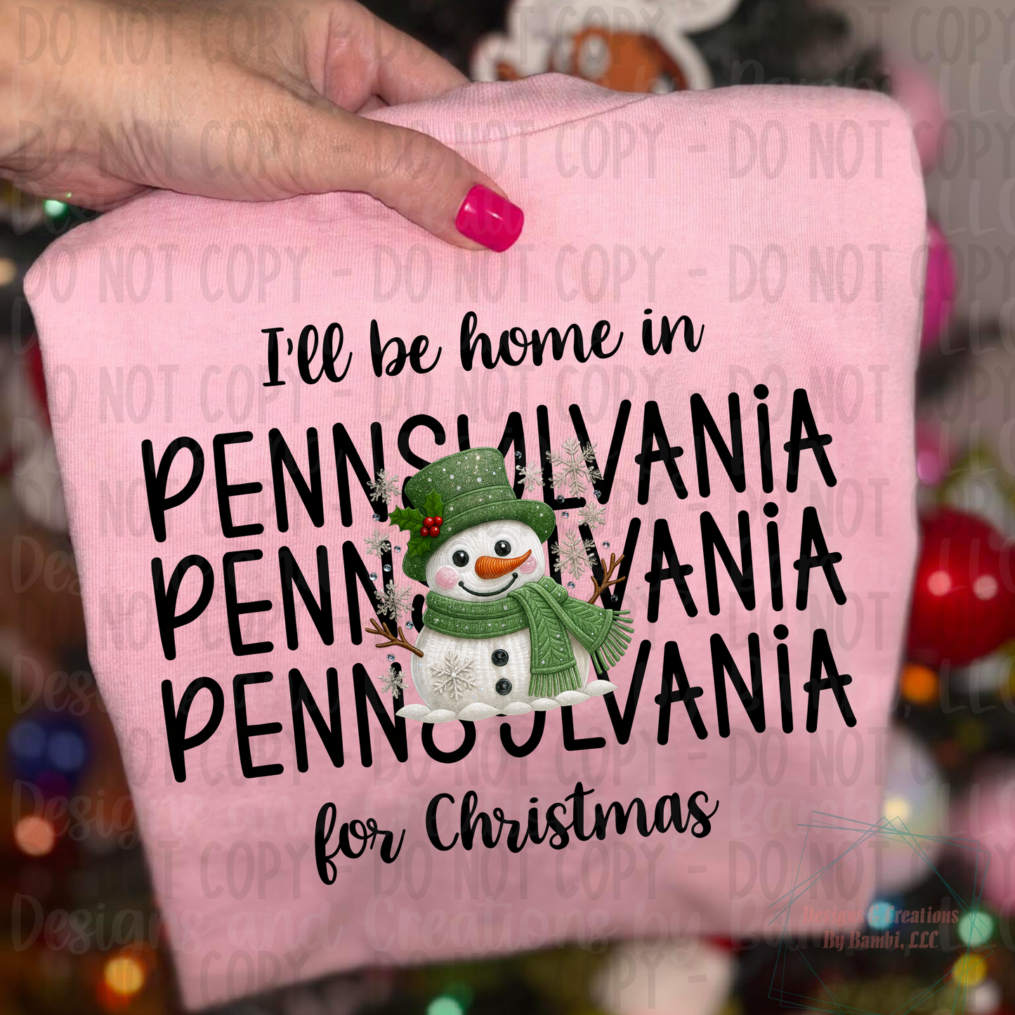I'll Be Home in States Sage Snowman with Black Font Collection