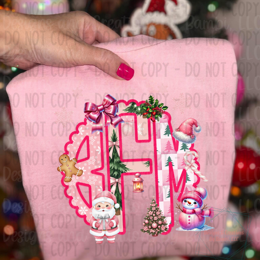 Pink Christmas Monogram Full Front Design