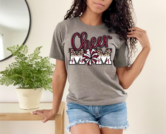 Cheer Mom with Leopard in Maroon