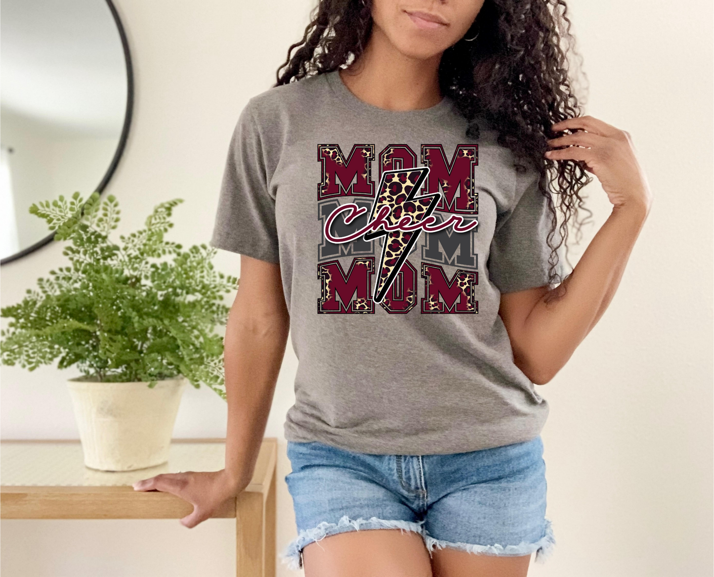 Cheer Mom with Lightening Bolt in Maroon