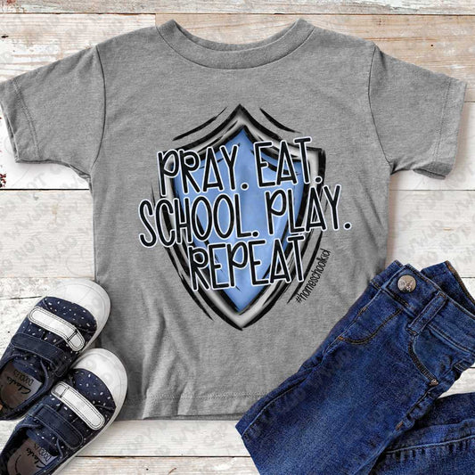 Pray-Eat-School-Play-Repeat Blue