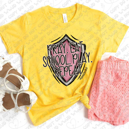 Pray-Eat-School-Play-Repeat Pink