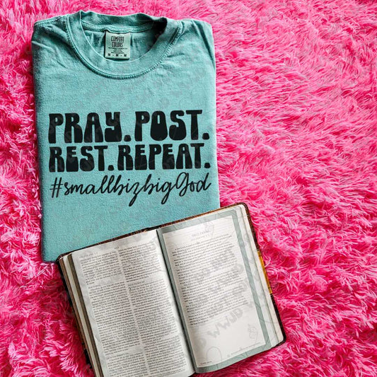 Pray Post Rest Repeat Black Font