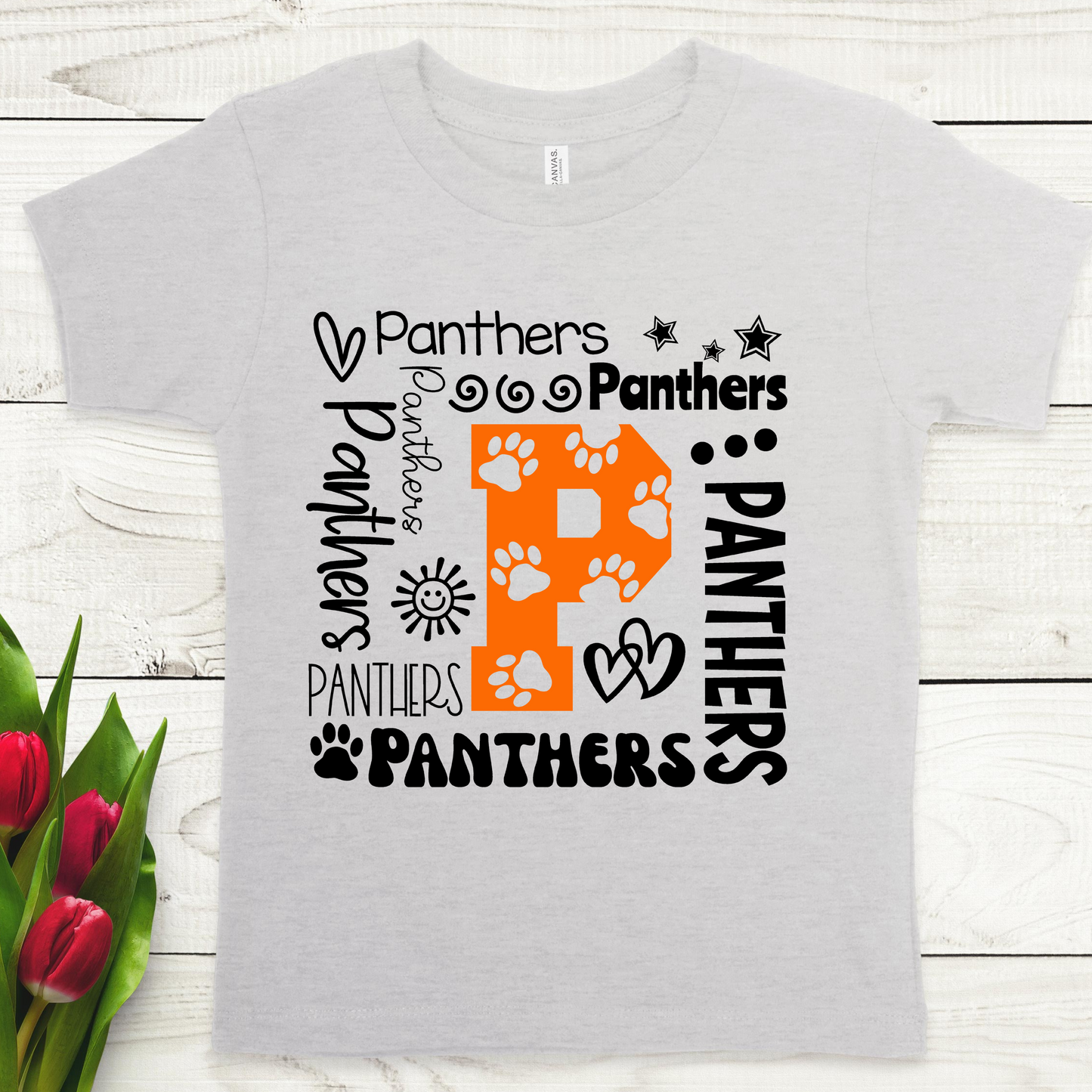 Panther Typography in Black with Orange P