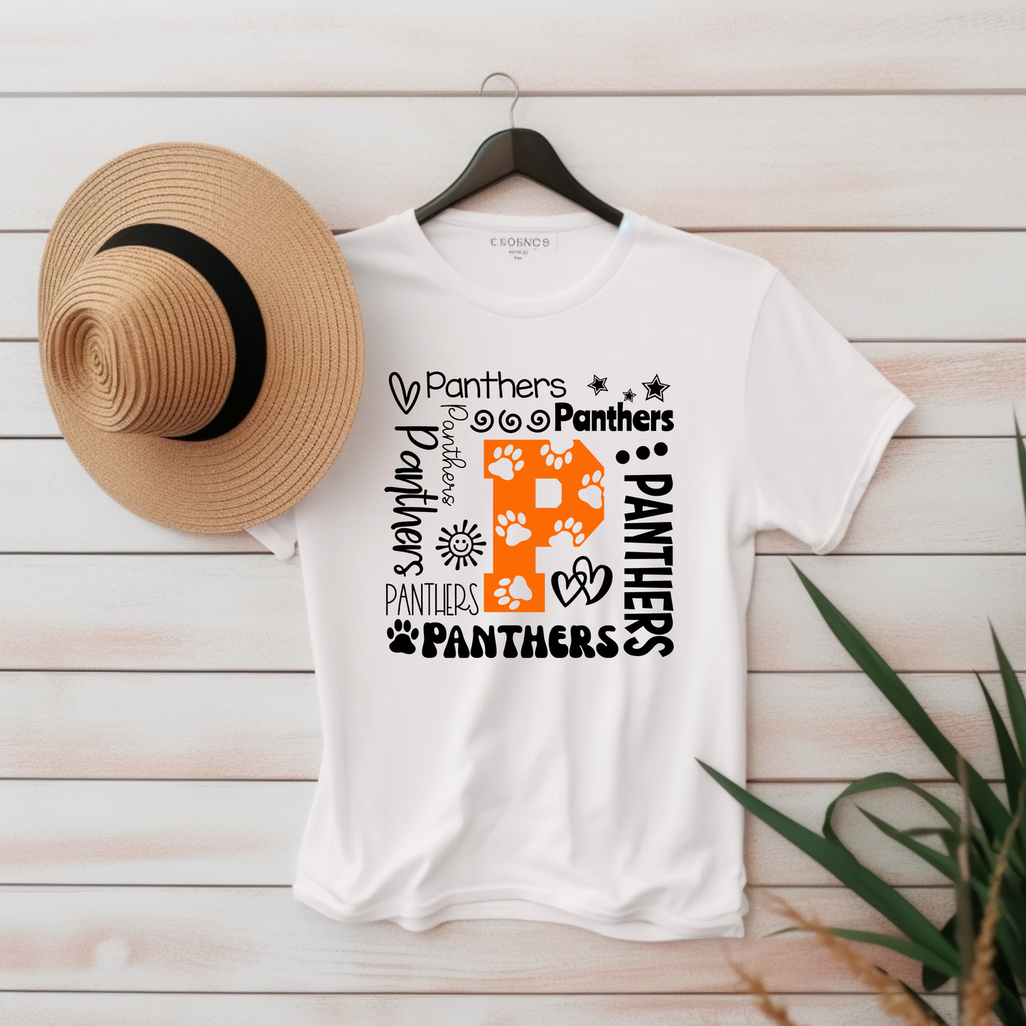 Panther Typography in Black with Orange P