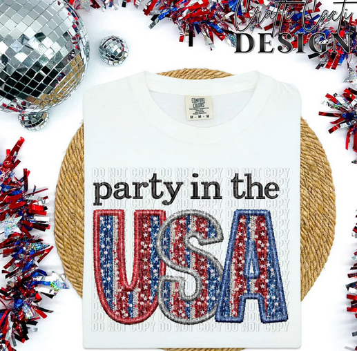 Party in the USA Faux Embroidery
