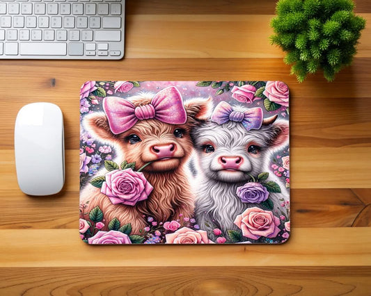 Pastel Highland Cows Mouse Pad