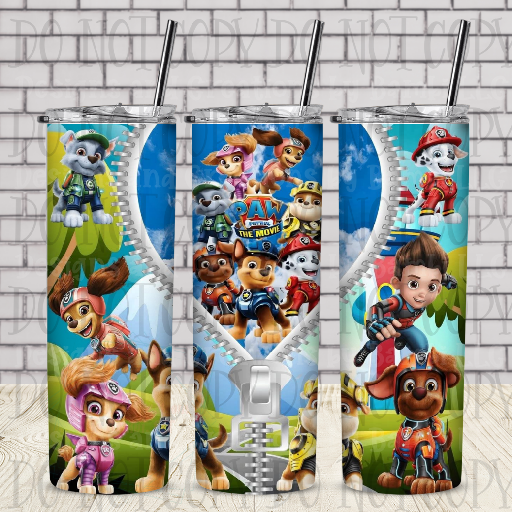20oz Sublimation Paw Patrol Zipper Tumbler