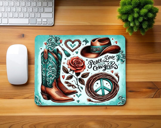 Peace Love Cowgirls Mouse Pad