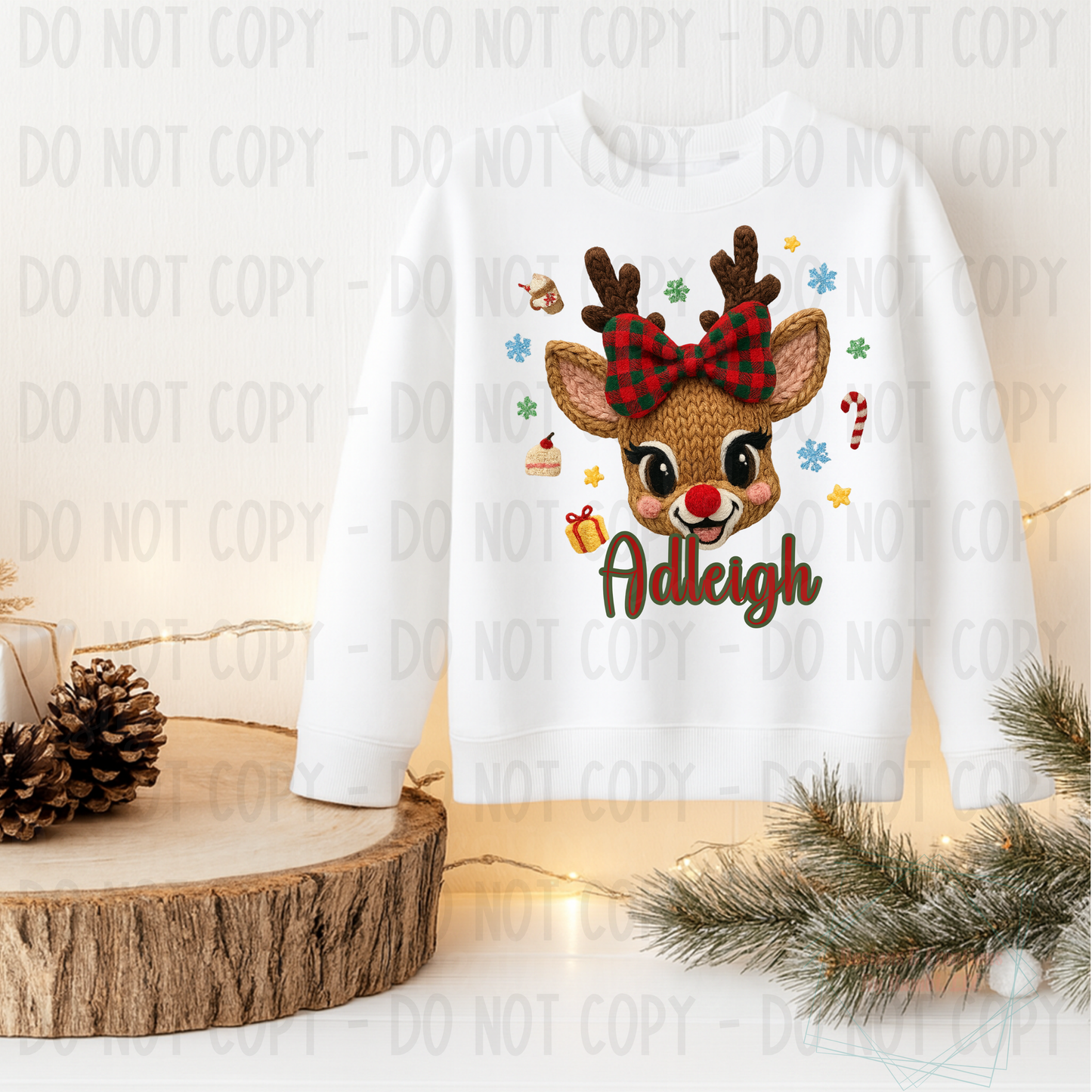 Personalized Faux Knit Christmas Reindeer Collection