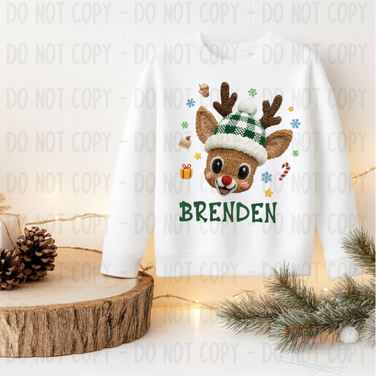 Personalized Faux Knit Christmas Reindeer Collection