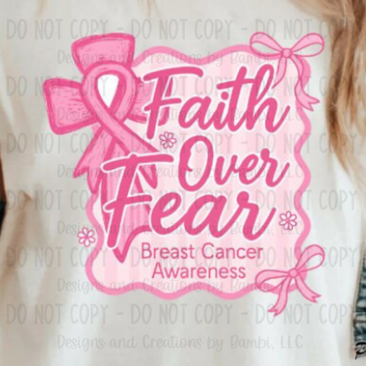 Preppy Seersuck Pink Faith Over Fear Breast Cancer