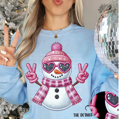 Pink Snowman Peace Signs