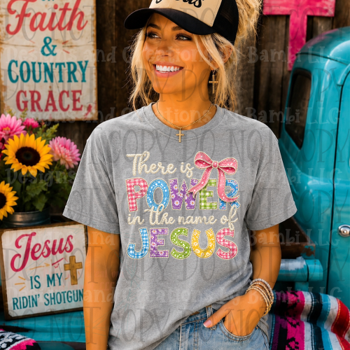 Power in the Name of Jesus Faux Embroidery