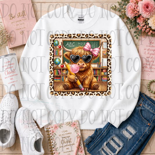 Preppy Back To School Highland Cow