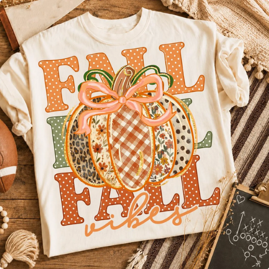 Faux Embroidery Preppy Fall Vibes Pumpkin Dark Font