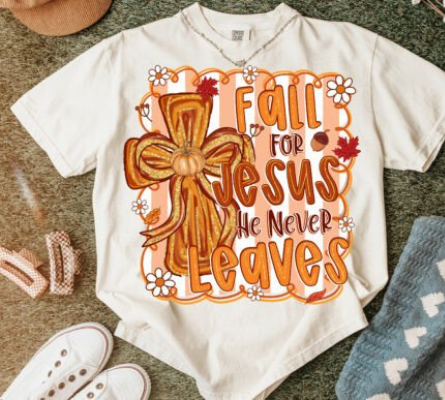 Preppy Fall for Jesus With Border Frame