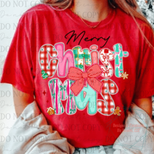Preppy Lace Merry Christmas Black Font