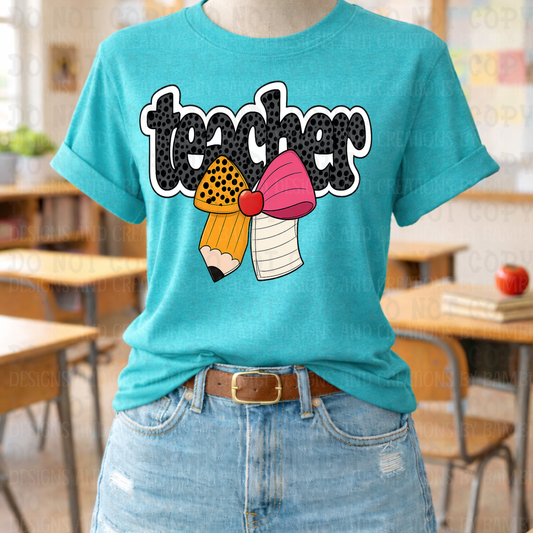 Preppy Teacher in Black Leopard Font