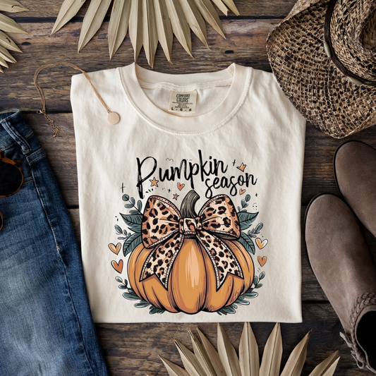 Pumpkin Season With Leopard Bow