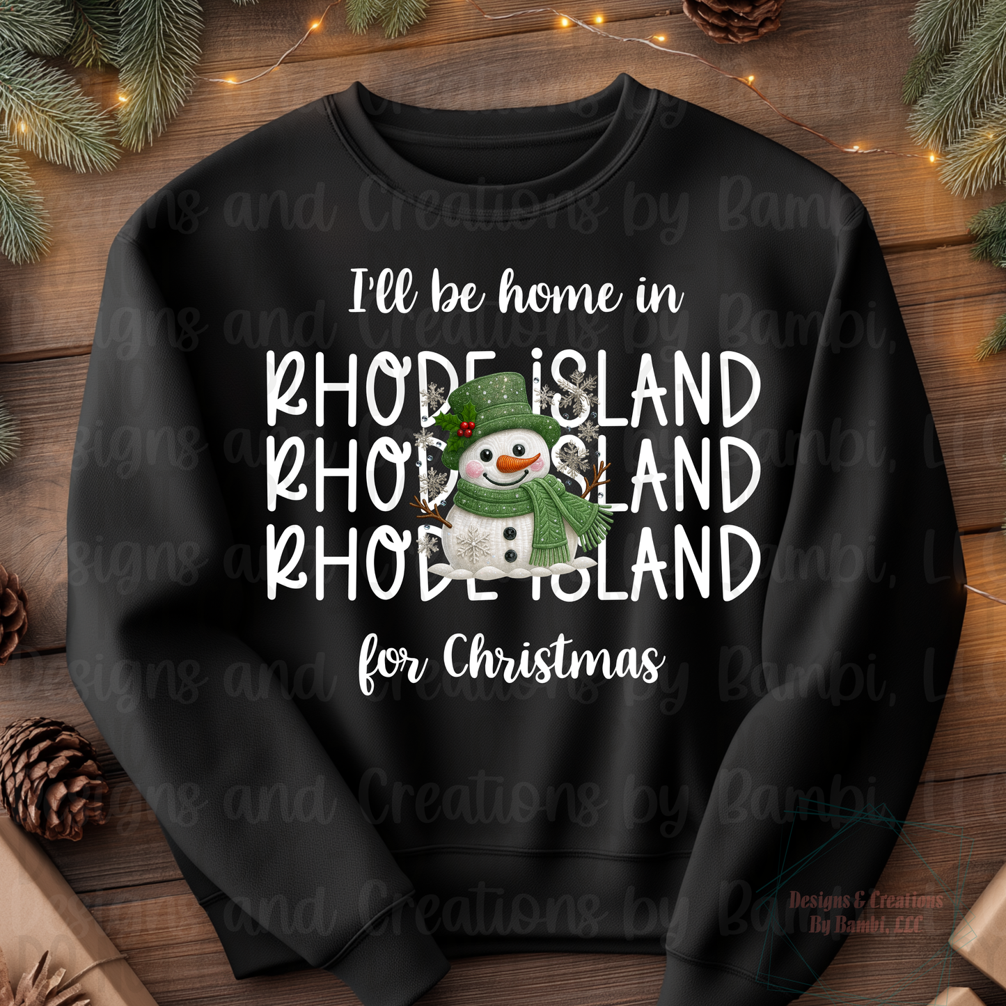 I'll Be Home in States Sage Snowman with White Font Collection